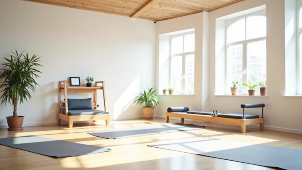 Peaceful studio interior with yoga mats and reformer equipment